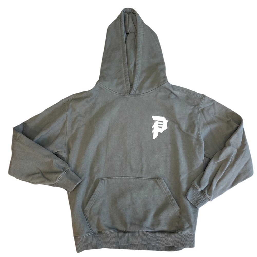 Primitive Skateboarding Mens Large Dirty P Logo Pullover Hoodie Gray Green L